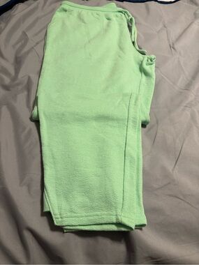 AnyBody Women’s 2XL Mint Green Waffle Knit Drawstring Lounge Pants Cotton Blend
